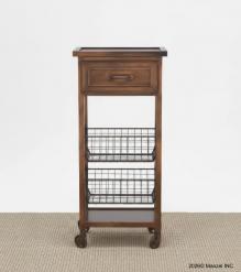 METAL COPPER TONE ROLLING CART SIDE TABLE