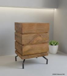 SOLID WOOD 3 DRAWER END TABLE / NIGHTSTAND