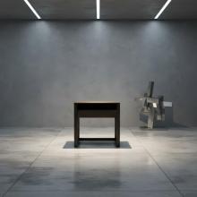 WOOD & IRON END TABLE