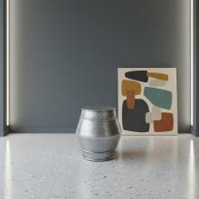 Nickel Barrel End Table