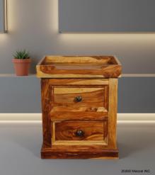 SOLID ROSEWOOD 2 DRAWER W/ TRAY END TABLE / NIGHTSTAND