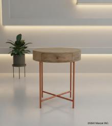 SOLID WOOD & METAL 1 DRAWER END TABLE / NIGHTSTAND