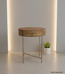SOLID WOOD & IRON ROUND SIDE TABLE / OCCASIONAL TABLE