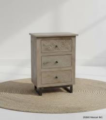 SOLID HAND CARVED WOOD 3 DRAWER NIGHTSTAND / END TABLE