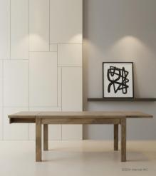 EXTENDABLE SOLID WOOD DINING TABLE W/ SELF-STORING EXTENSIONS