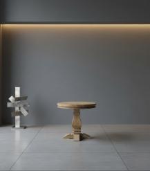 SOLID WOOD ROUND PEDESTAL END TABLE