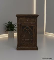 SOLID WOOD & GLASS NIGHTSTAND END TABLE
