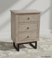 SOLID HAND CARVED WOOD 3 DRAWER NIGHTSTAND / END TABLE