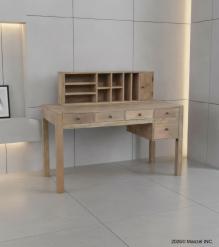 2 PIECE SOLID WOOD DESK W/ 5 DRAWERS + ORGANIZER