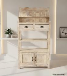 SOLID RECLAIMED TEAK WOOD CABINET WITH DOORS, SHELVES & DISPLAY