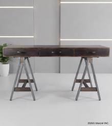 SOLID WOOD DESK W/ METAL LEGS