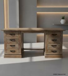 SOLID WOOD DESK W/ 8 DRAWERS