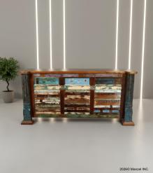 SOLID RECLAIMED TEAK WOOD DESK 2/ DRAWERS & DOORS