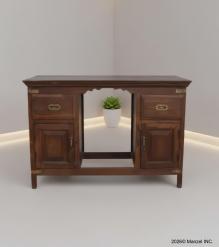 RECLAIMED SOLID TEAK DESK W/ 2 DRAWERS & 2 DOORS