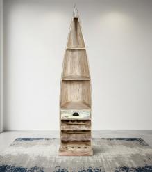 SOLID RECLAIMED TEAK WOOD BOAT NAUTICAL WINE RACK BOOKCASE W/ SHELVES