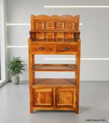 SOLID RECLAIMED TEAK WOOD CABINET WITH DOORS, SHELVES & DISPLAY