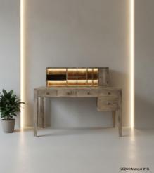 2 PIECE SOLID WOOD DESK W/ 5 DRAWERS + ORGANIZER