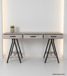 SOLID WOOD 3 DRAWER DESK W/ IRON BASE