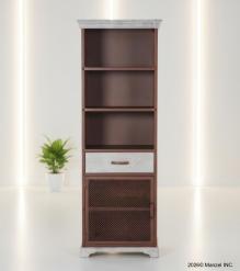 TALL IRON & SOLID WOOD CABINET