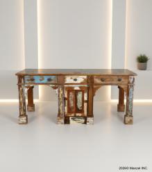SOLID RECLAIMED TEAK WOOD COUNTER HEIGHT WORK + STUDY STATION