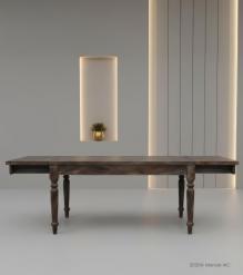EXTENDABLE SOLID WOOD DINING TABLE W/ SELF-STORING EXTENSIONS