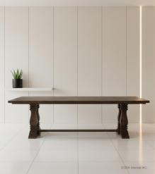 9' SOLID WOOD PEDESTAL DINING TABLE