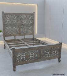 HAND CARVED WOODEN KING SIZE BED