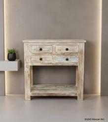 SOLID RECLAIMED TEAK WOOD SIDEBOARD W/ SHELF & 4 DRAWERS