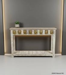 SOLID RECLAIMED TEAK WOOD & BRASS FITTED CONSOLE