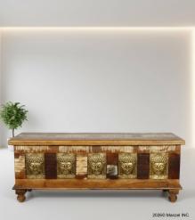 Brass Inlay Buddha Reclaimed Wood Trunk