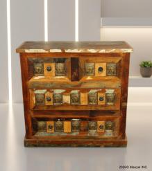 SOLID RECLAIMED TEAK W/ BRASS CASTING BUREAU CHEST