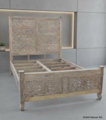 HAND CARVED WOODEN KING SIZE BED