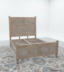 HAND CARVED WOODEN KING SIZE BED