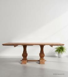 SOLID WOOD PEDESTAL EXTENSION DINING TABLE