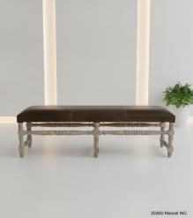 SOLID WOOD & UPHOLSTERED LEATHER BENCH
