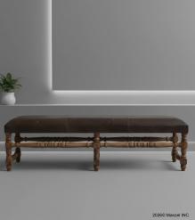 SOLID WOOD & UPHOLSTERED LEATHER BENCH