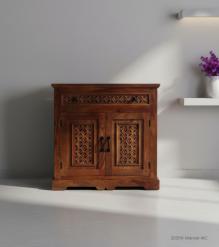 CARVED WOOD SIDEBOARD W/ 2 DOORS & 1 DRAWER