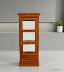 SOLID RECLAIMED TEAK WOOD & GLASS DISPLAY CABINET W/ 1 DRAWER