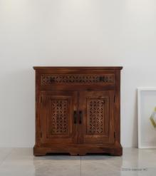 CARVED WOOD SIDEBOARD W/ 2 DOORS & 1 DRAWER