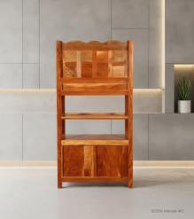 RECLAIMED TEAK STORAGE / DISPLAY RACK - DRAWERS, SHELVES & CABINET
