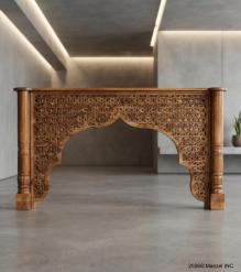 HAND CARVED SOLID WOOD CONSOLE