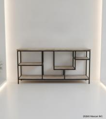 SOLID WOOD & IRON SHELVING UNIT