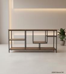 SOLID WOOD & IRON SHELVING UNIT