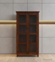 RECLAIMED TEAK WOOD & GLASS CABINET