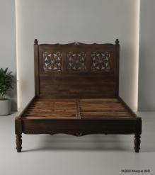 HAND CARVED SOLID WOOD QUEEN BED