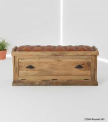 Wood Trunk w/ Upholstered Leather top