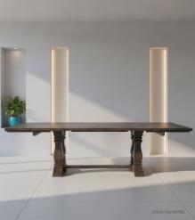 SOLID WOOD PEDESTAL EXTENSION DINING TABLE