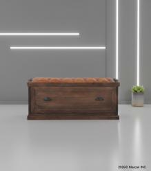 Wood Trunk w/ Upholstered Leather top