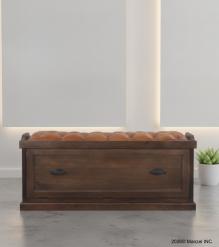 Wood Trunk w/ Upholstered Leather top