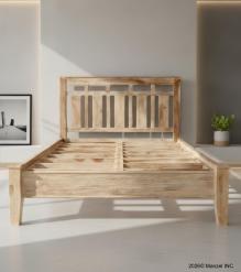 SOLID ROSEWOOD QUEEN BED - HEADBOARD, FOOTBOARD, SIDE RAILS, SLATS